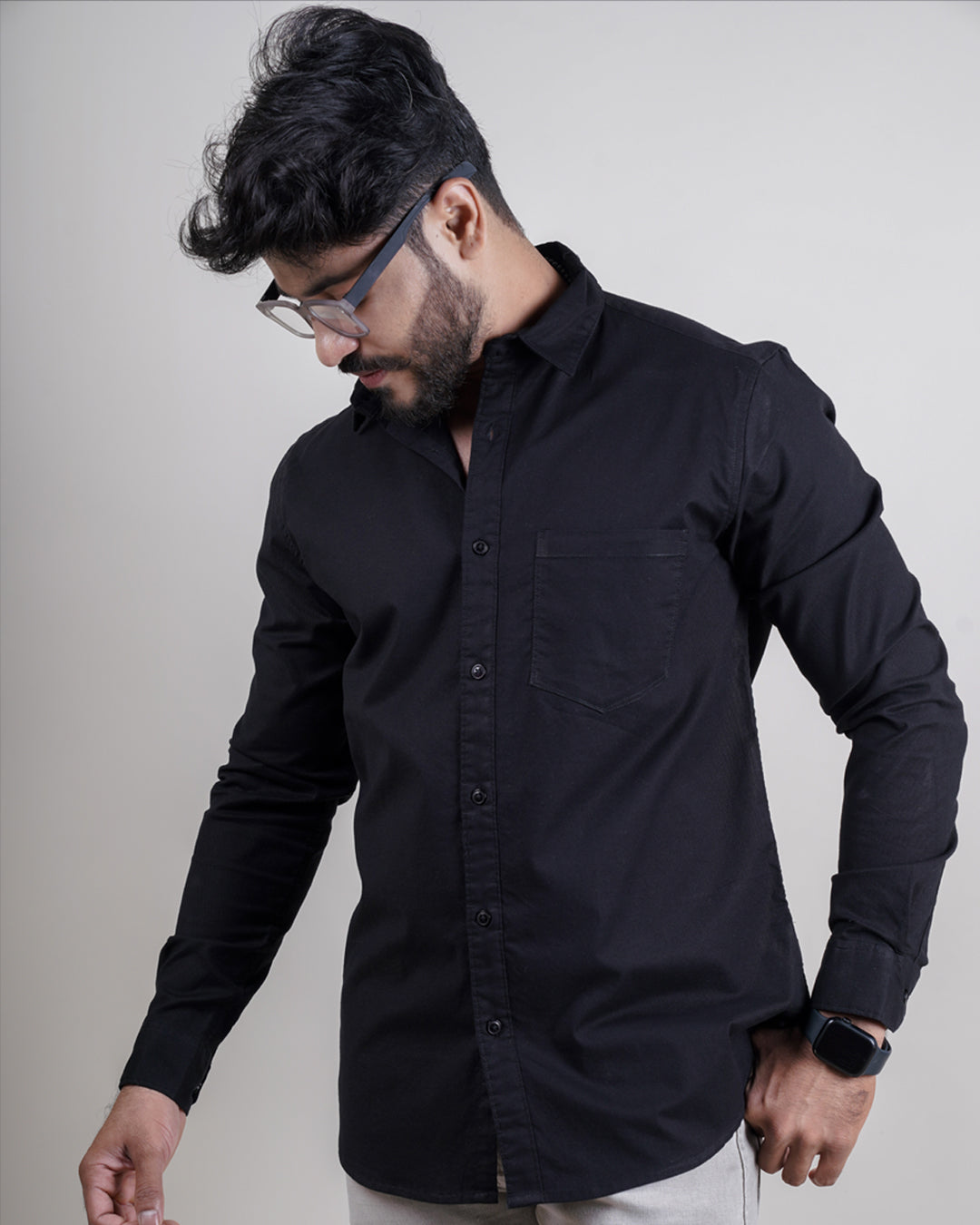 Stylish Men's Classic Black Shirt – Perfect for Casual Outings