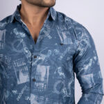 Men's Blue & Grey Check Shirt – Perfect Blend of Style