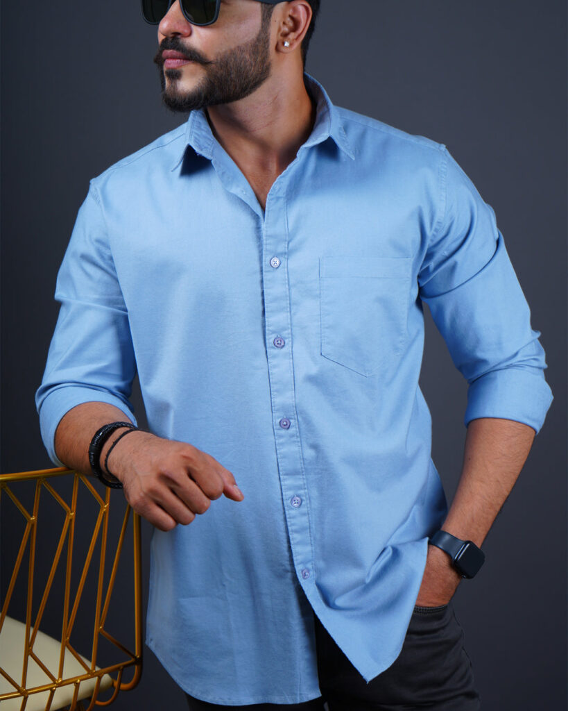 Sky Blue Cotton Shirt for Casual Everyday Look